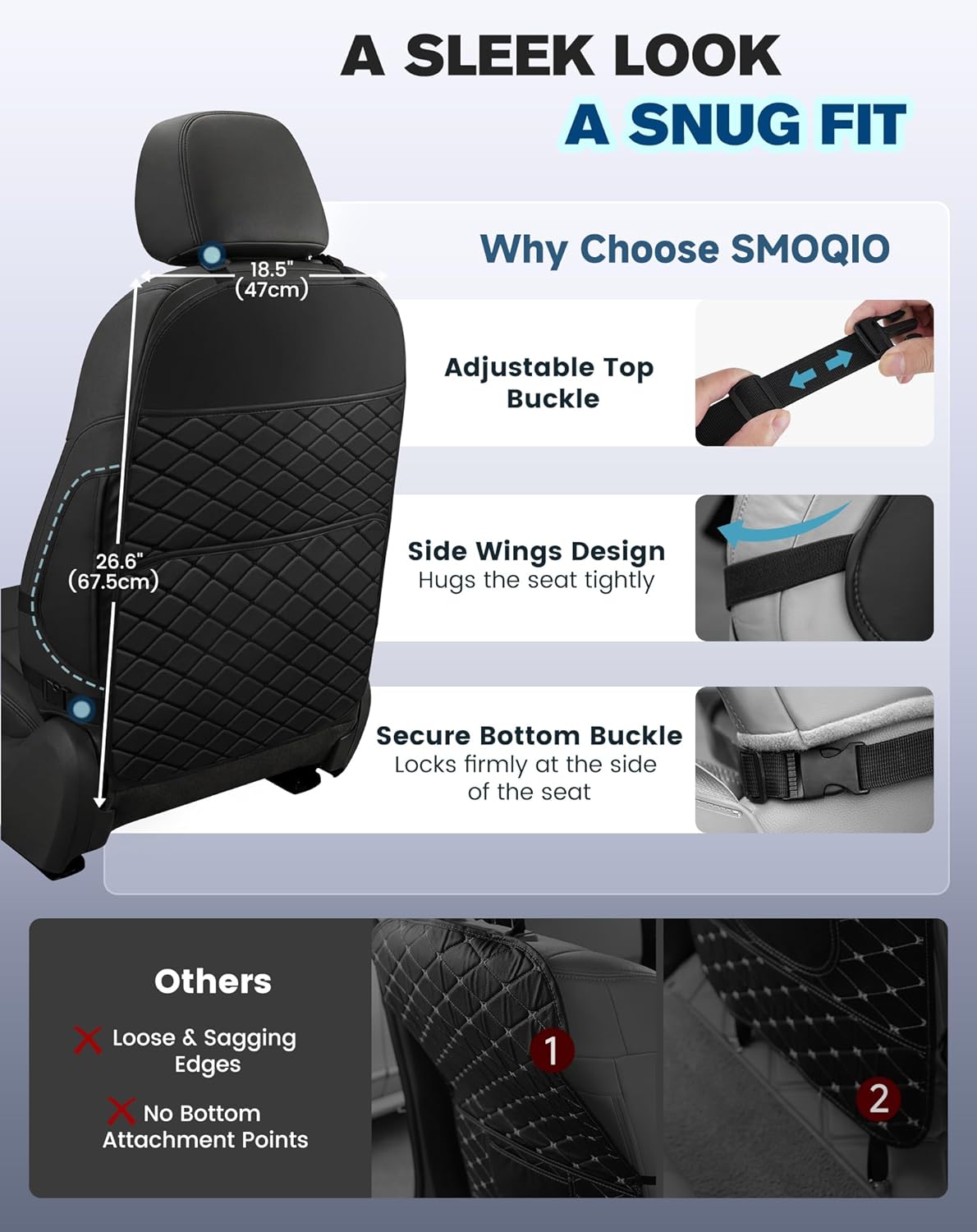 2-Pack Car Seat Back Protectors | Waterproof Kick Mats