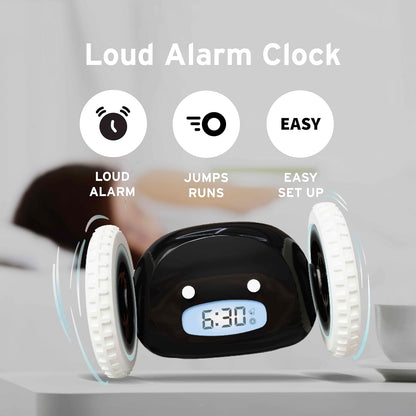 Clocky Alarm Clock on Wheels: Loud Moving Clock for Heavy Sleepers