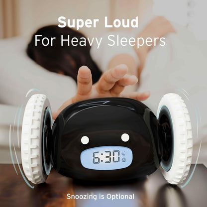 Clocky Alarm Clock on Wheels: Loud Moving Clock for Heavy Sleepers