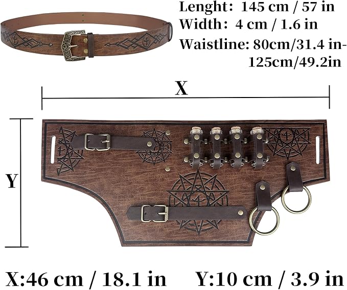 Medieval Alchemist Potion Belt – Fantasy Wizard Costume Accessory