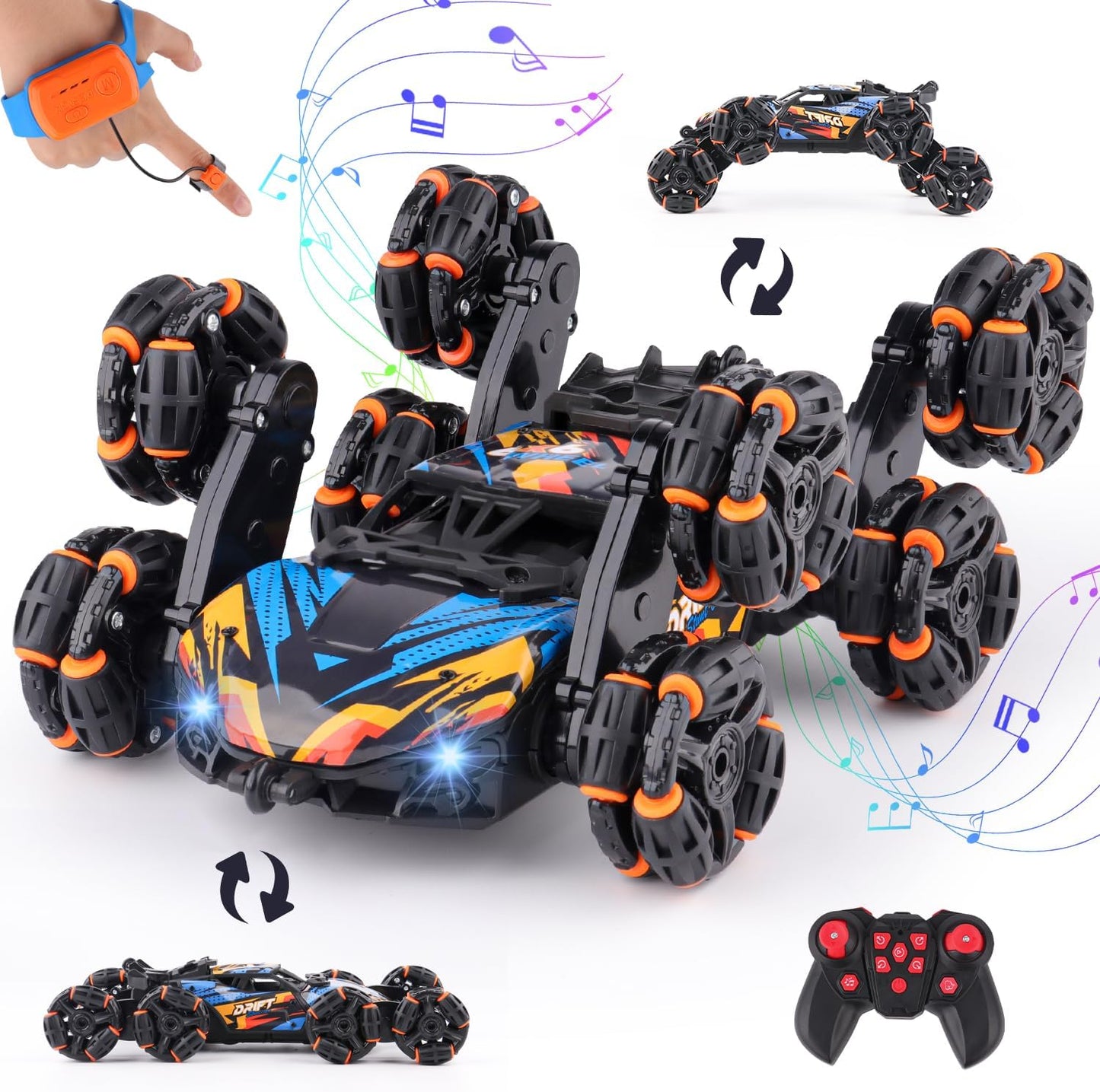 Gesture Control RC Stunt Car – 8-Wheel Off-Road Racer