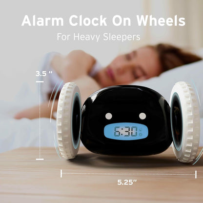 Clocky Alarm Clock on Wheels: Loud Moving Clock for Heavy Sleepers