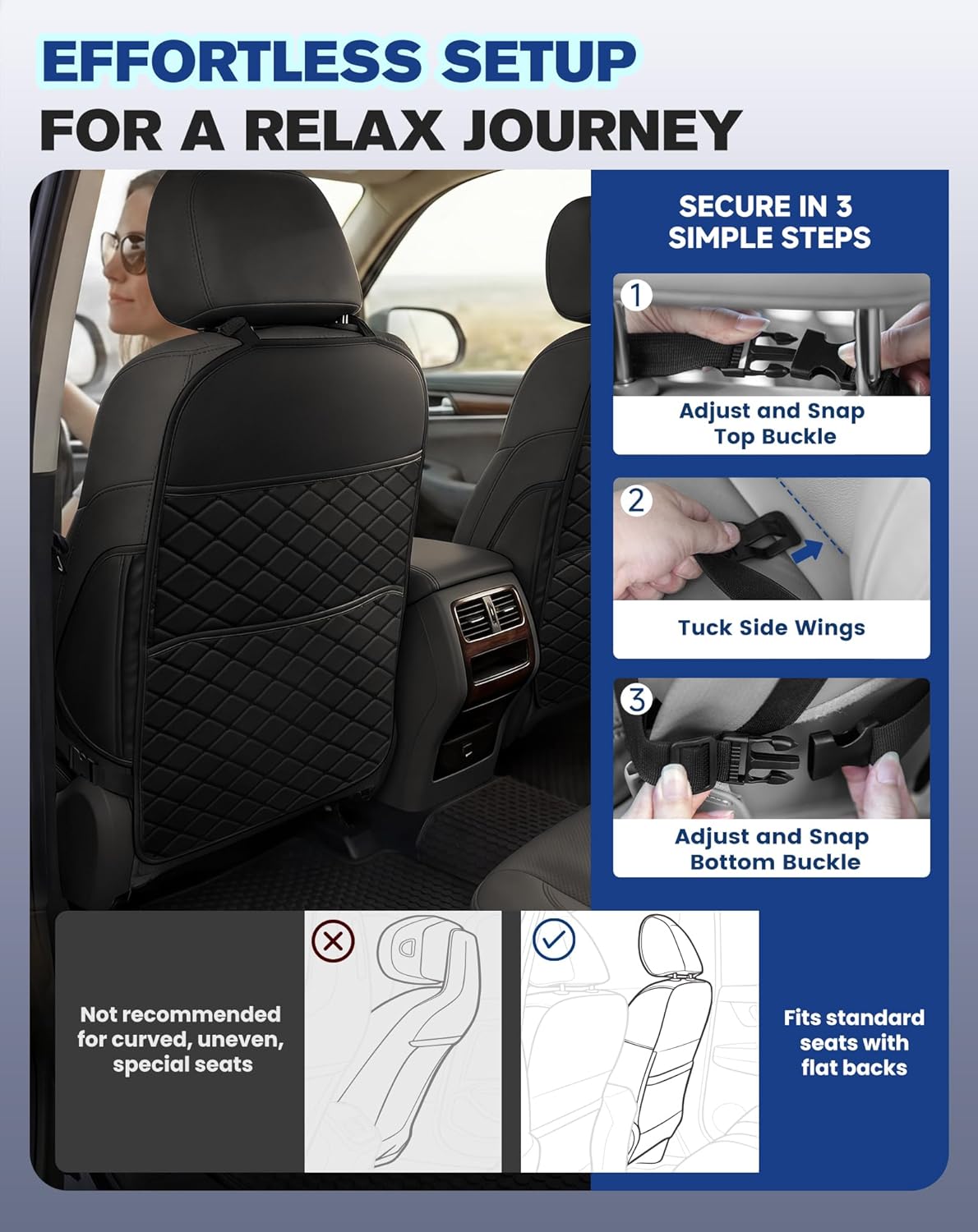 2-Pack Car Seat Back Protectors | Waterproof Kick Mats