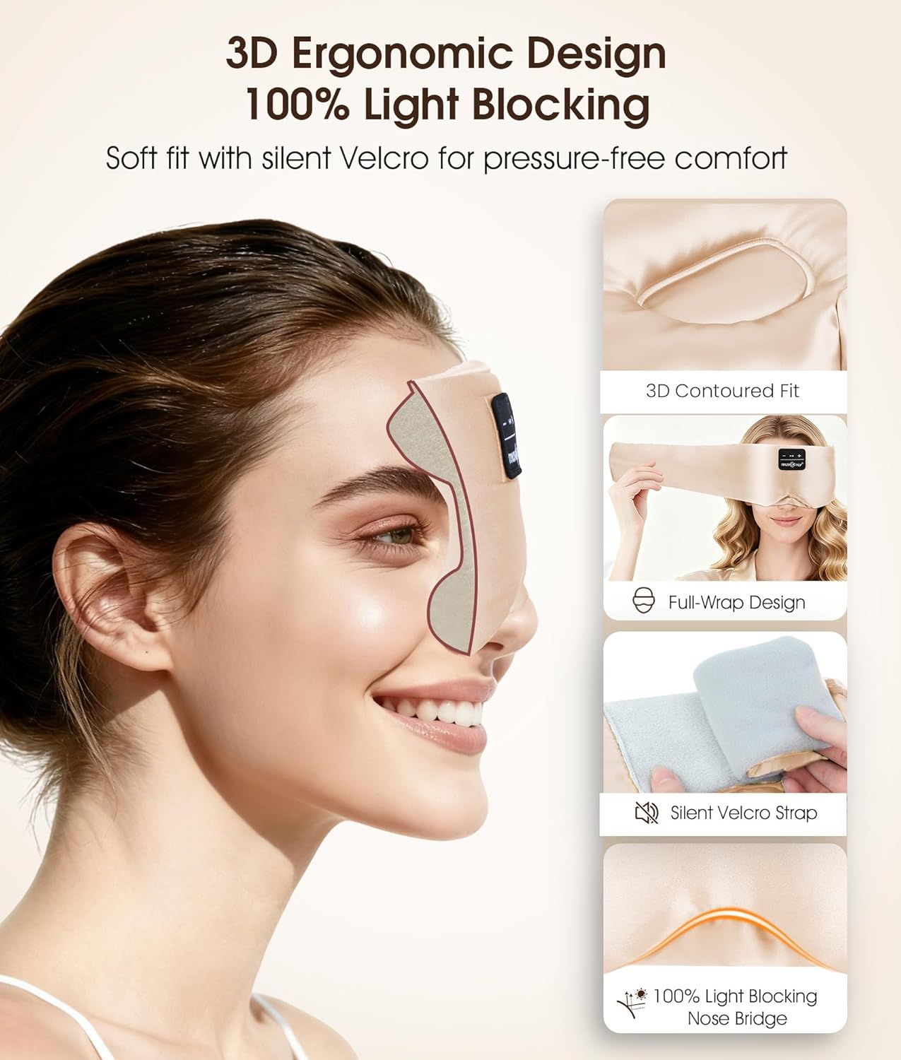 Silk Bluetooth Sleep Mask Headphones for Side Sleepers
