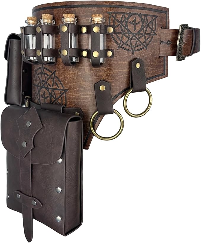 Medieval Alchemist Potion Belt – Fantasy Wizard Costume Accessory