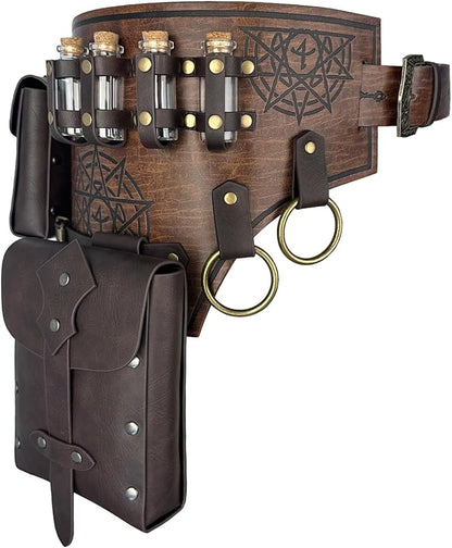 Medieval Alchemist Potion Belt – Fantasy Wizard Costume Accessory
