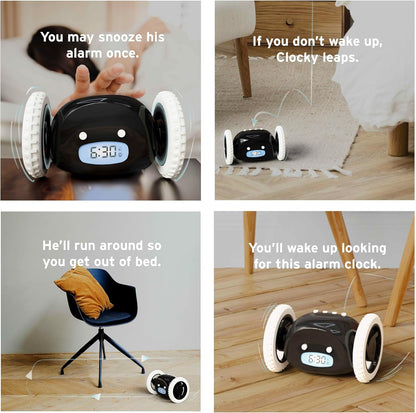 Clocky Alarm Clock on Wheels: Loud Moving Clock for Heavy Sleepers