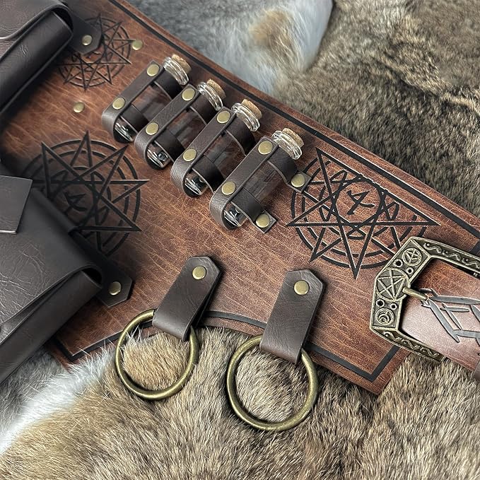 Medieval Alchemist Potion Belt – Fantasy Wizard Costume Accessory