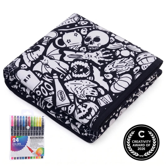 CLOUDCOZY™ Halloween Coloring Blanket – Cozy DIY Gift for Couples & Families