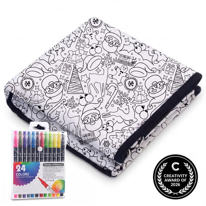 CLOUDCOZY™ Christmas Coloring Blanket – Color, Create & Cozy Up