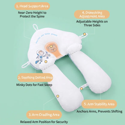 CLOUDCOZY™ Baby Head Support Pillow | Adjustable Ergonomic Sleep Positioner
