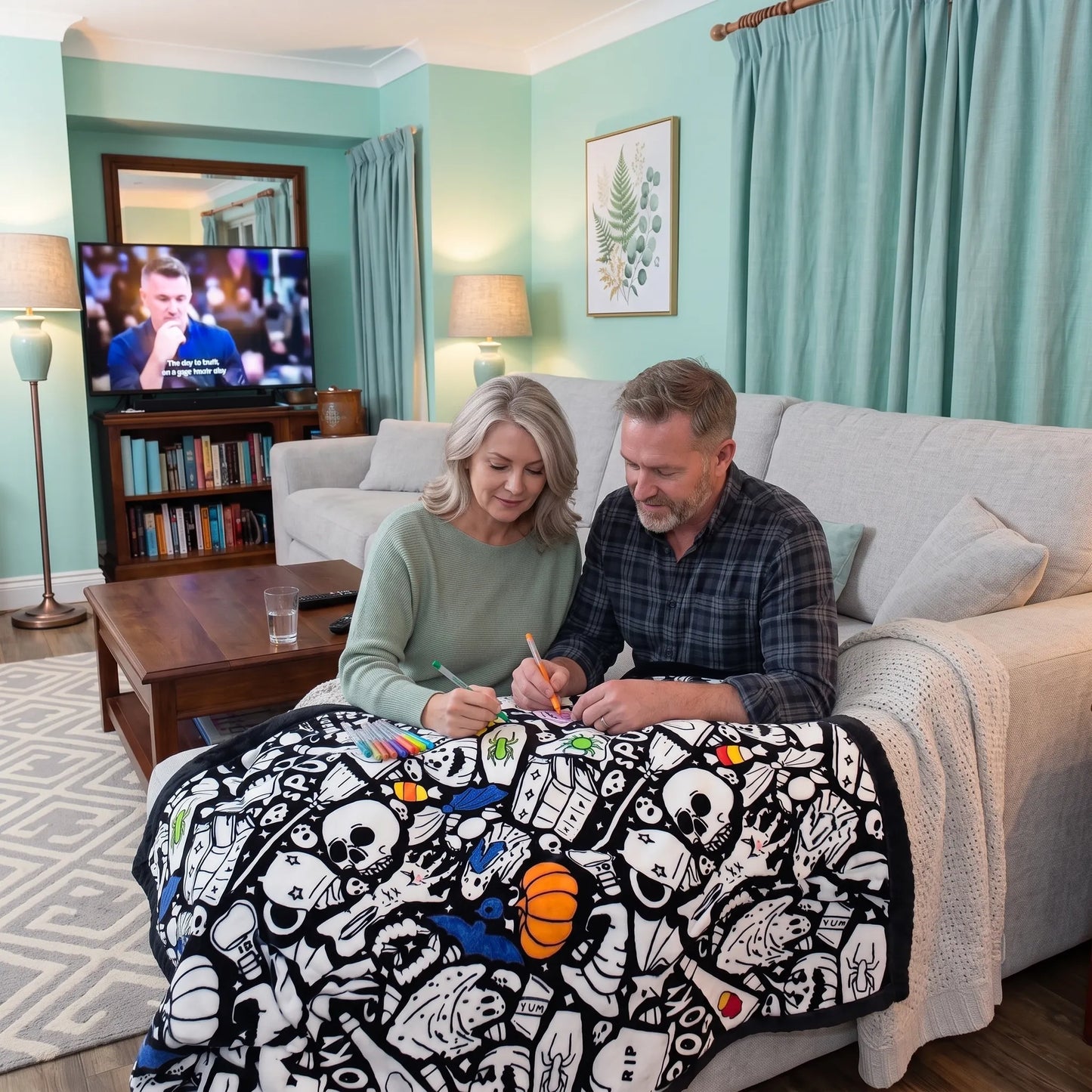CLOUDCOZY™ Halloween Coloring Blanket – Cozy DIY Gift for Couples & Families