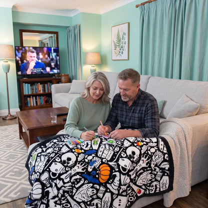 CLOUDCOZY™ Halloween Coloring Blanket – Cozy DIY Gift for Couples & Families