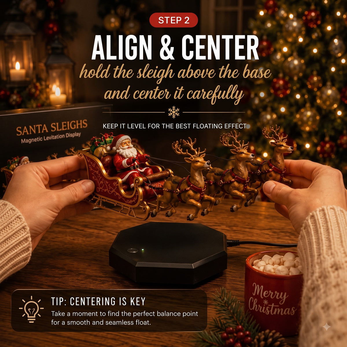 SantaFloat™ Magnetic Sleigh Display