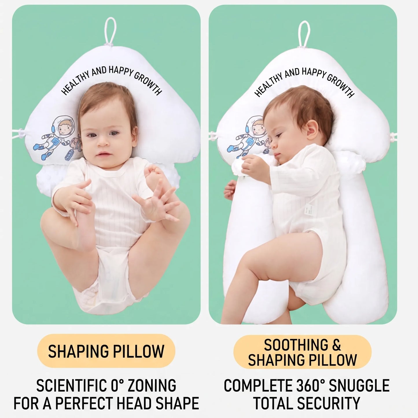 CLOUDCOZY™ Baby Head Support Pillow | Adjustable Ergonomic Sleep Positioner