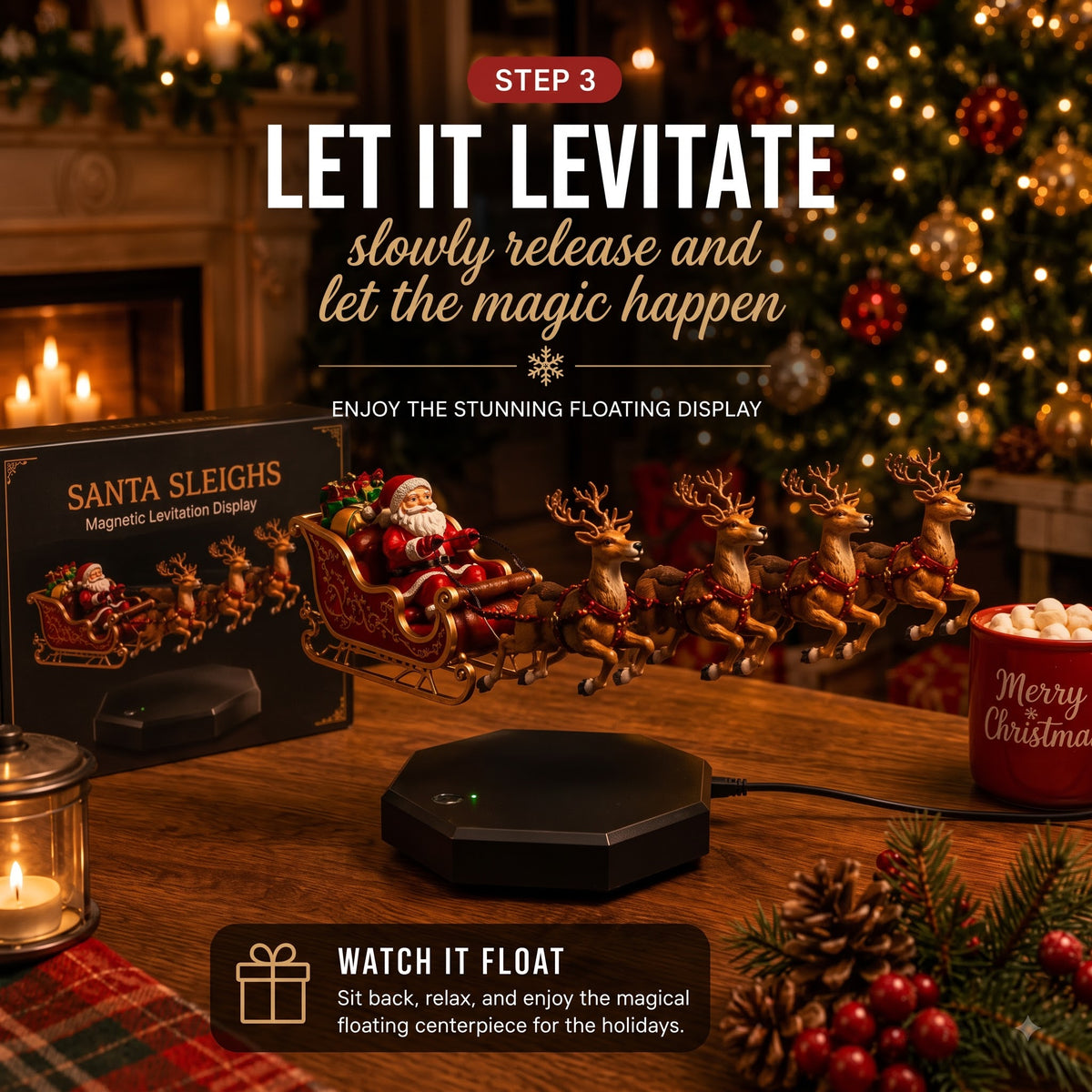 SantaFloat™ Magnetic Sleigh Display