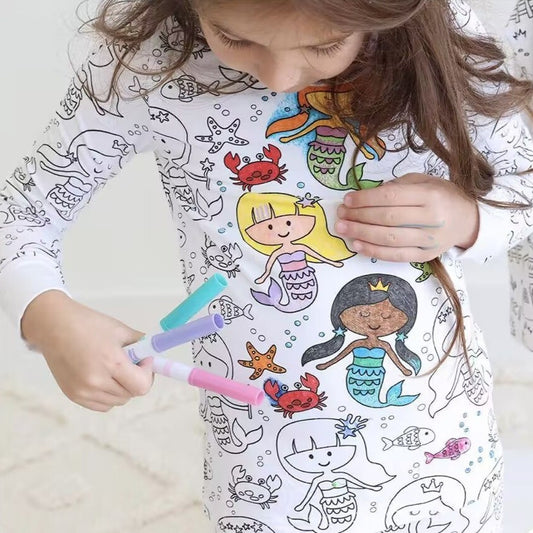 CLOUDCOZY™ Kids DIY Doodle Pajamas Set – Color, Create & Cozy Up