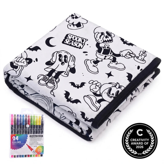 CLOUDCOZY™ Halloween Coloring Blanket - A Cozy Gift for Families