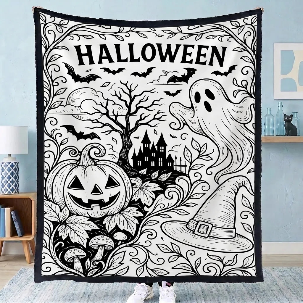 CLOUDCOZY™ Halloween Coloring Blanket – Cozy DIY Gift for Couples & Families