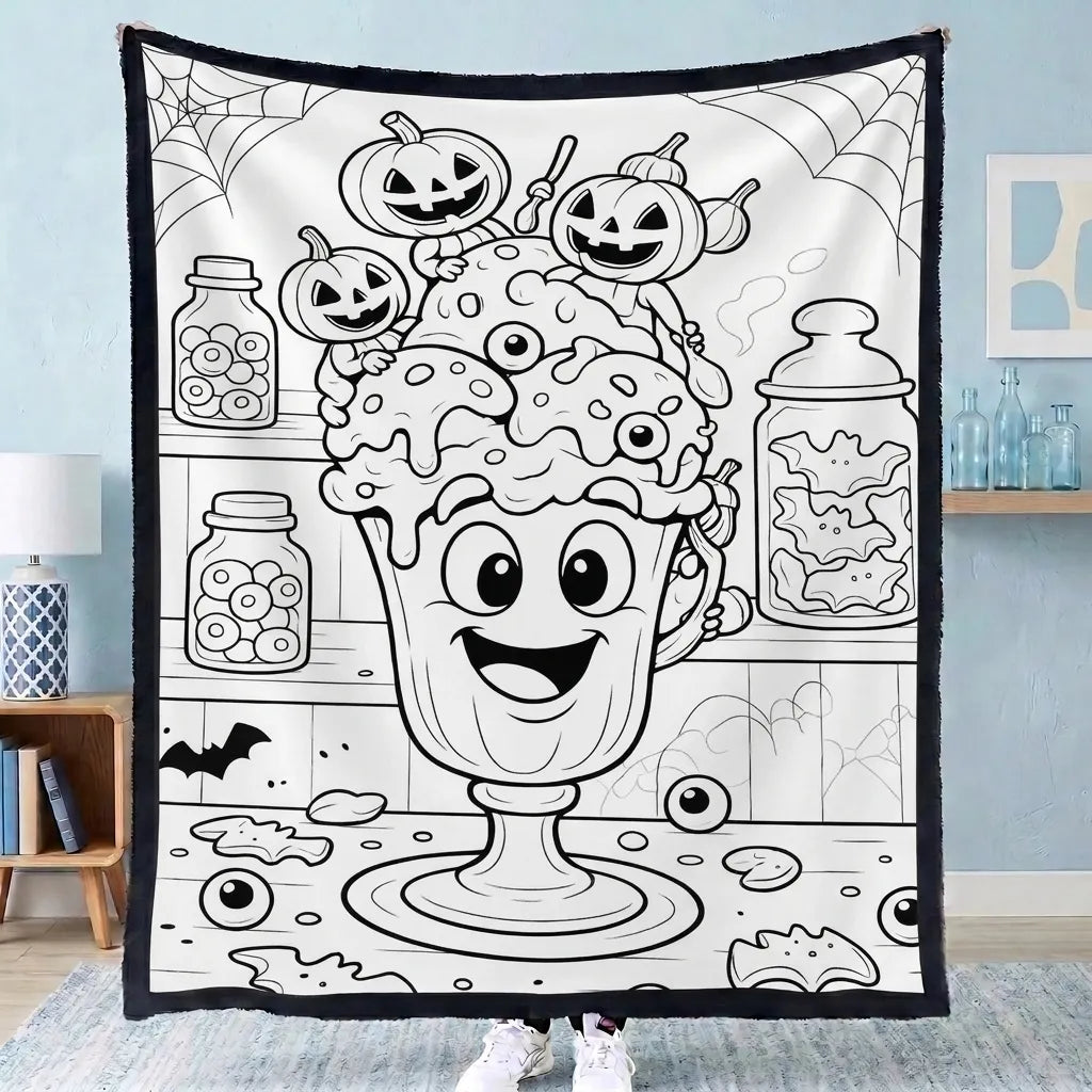 CLOUDCOZY™ Halloween Coloring Blanket – Cozy DIY Gift for Couples & Families