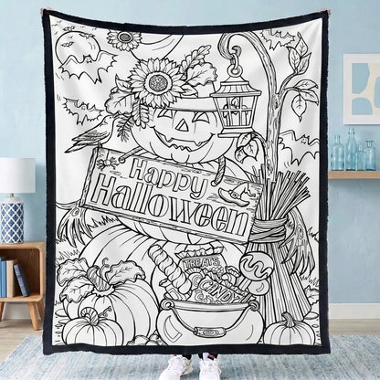CLOUDCOZY™ Halloween Coloring Blanket – Cozy DIY Gift for Couples & Families