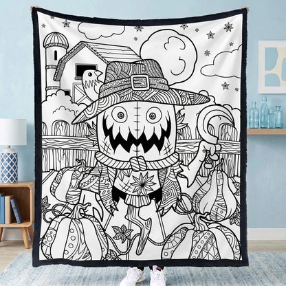 CLOUDCOZY™ Halloween Coloring Blanket – Cozy DIY Gift for Couples & Families