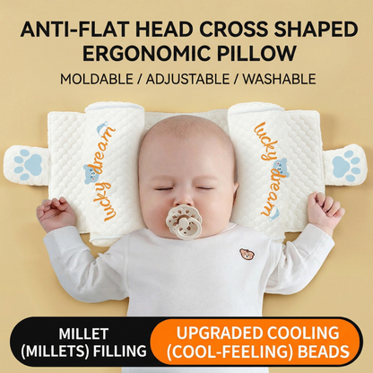 Anti-Flat Head Baby Shaping Pillow | Natural Millet Filling & Cooling Fabric