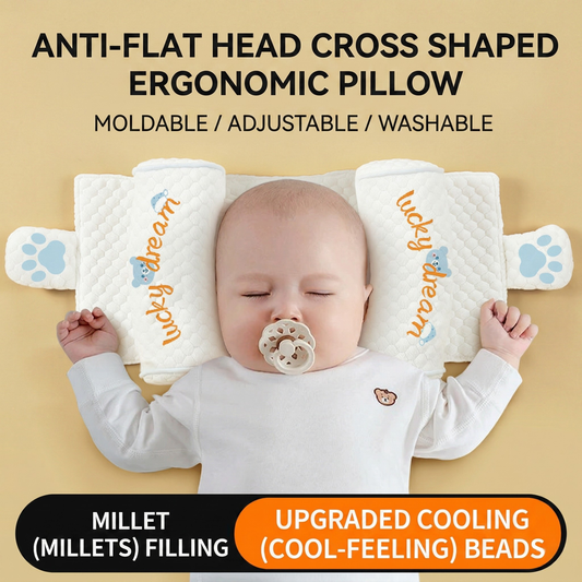 Anti-Flat Head Baby Shaping Pillow | Natural Millet Filling & Cooling Fabric