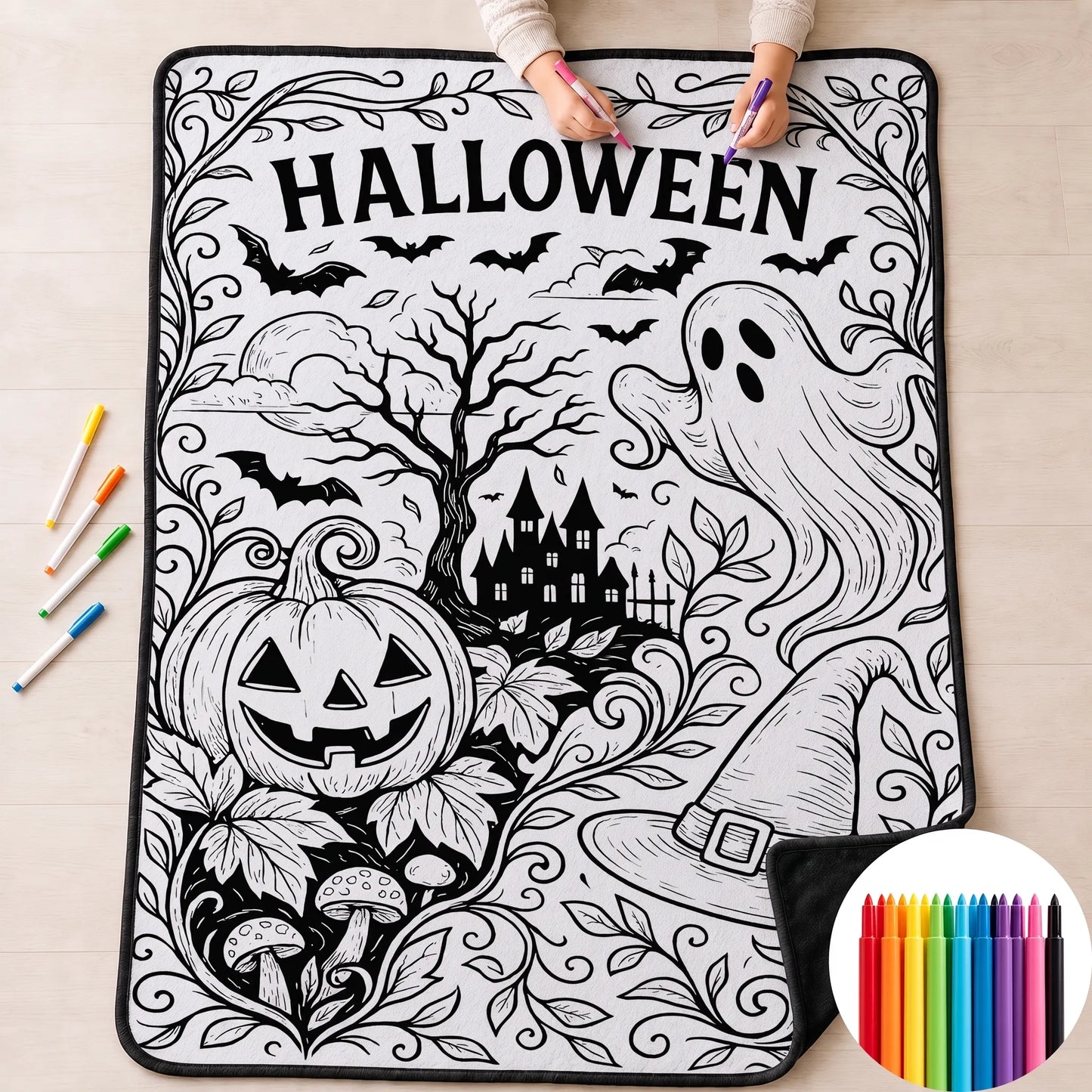 CLOUDCOZY™ Halloween Coloring Blanket – Cozy DIY Gift for Couples & Families