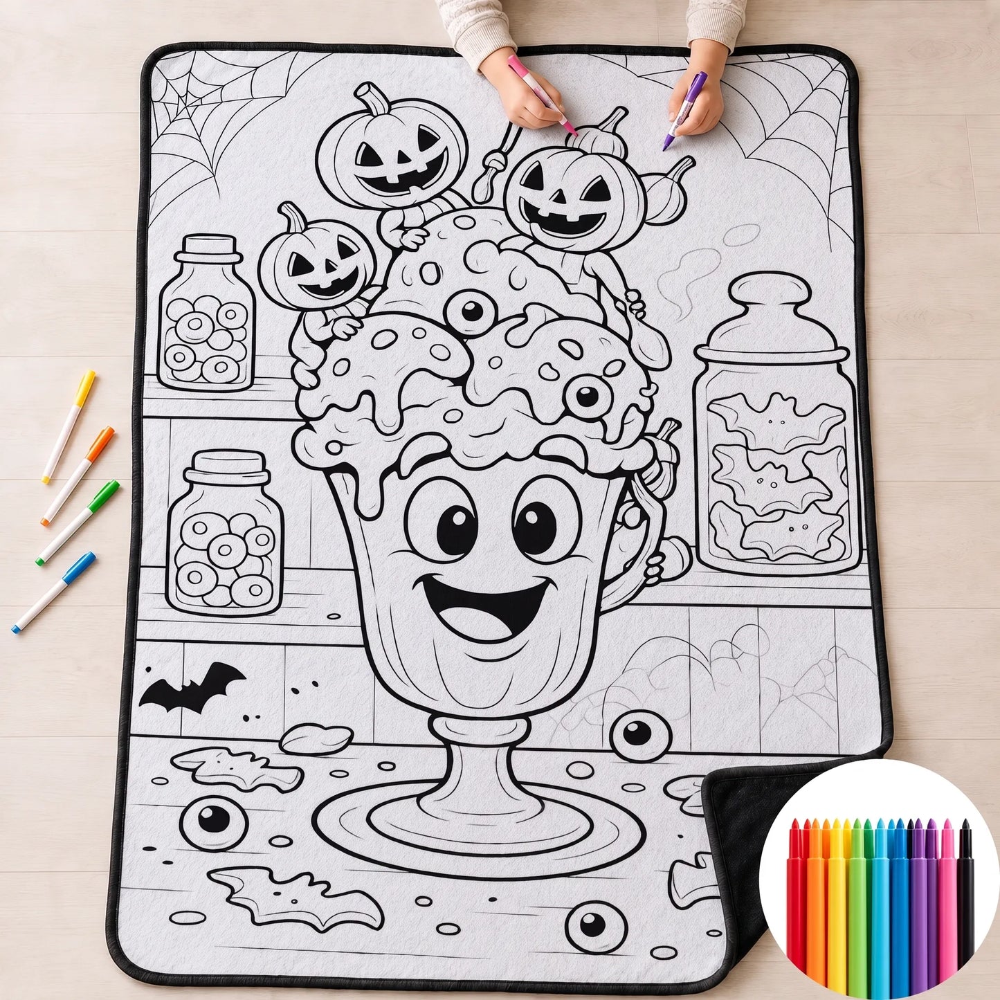 CLOUDCOZY™ Halloween Coloring Blanket – Cozy DIY Gift for Couples & Families