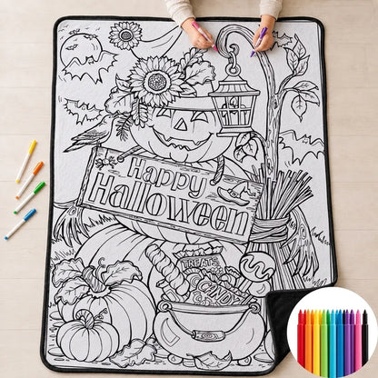 CLOUDCOZY™ Halloween Coloring Blanket – Cozy DIY Gift for Couples & Families
