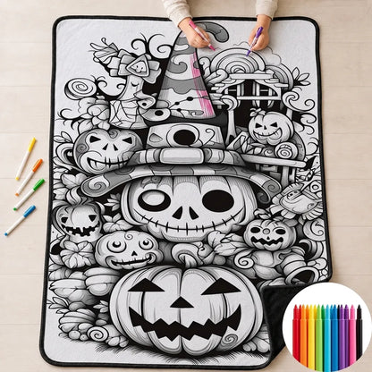 CLOUDCOZY™ Halloween Coloring Blanket – Cozy DIY Gift for Couples & Families
