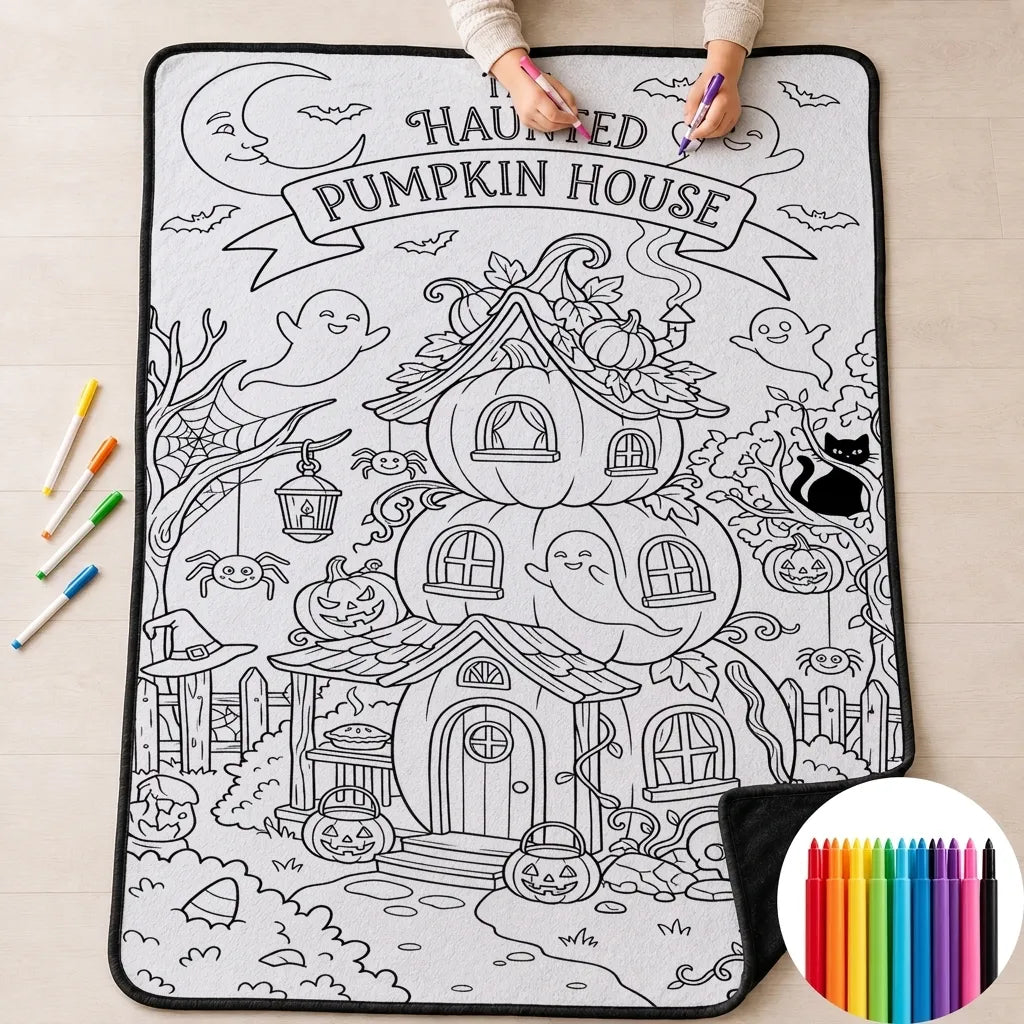 CLOUDCOZY™ Halloween Coloring Blanket – Cozy DIY Gift for Couples & Families