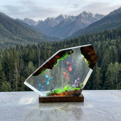 3D Dragon Wood Resin Night Light - HTTYD Decor | 100% Handmade
