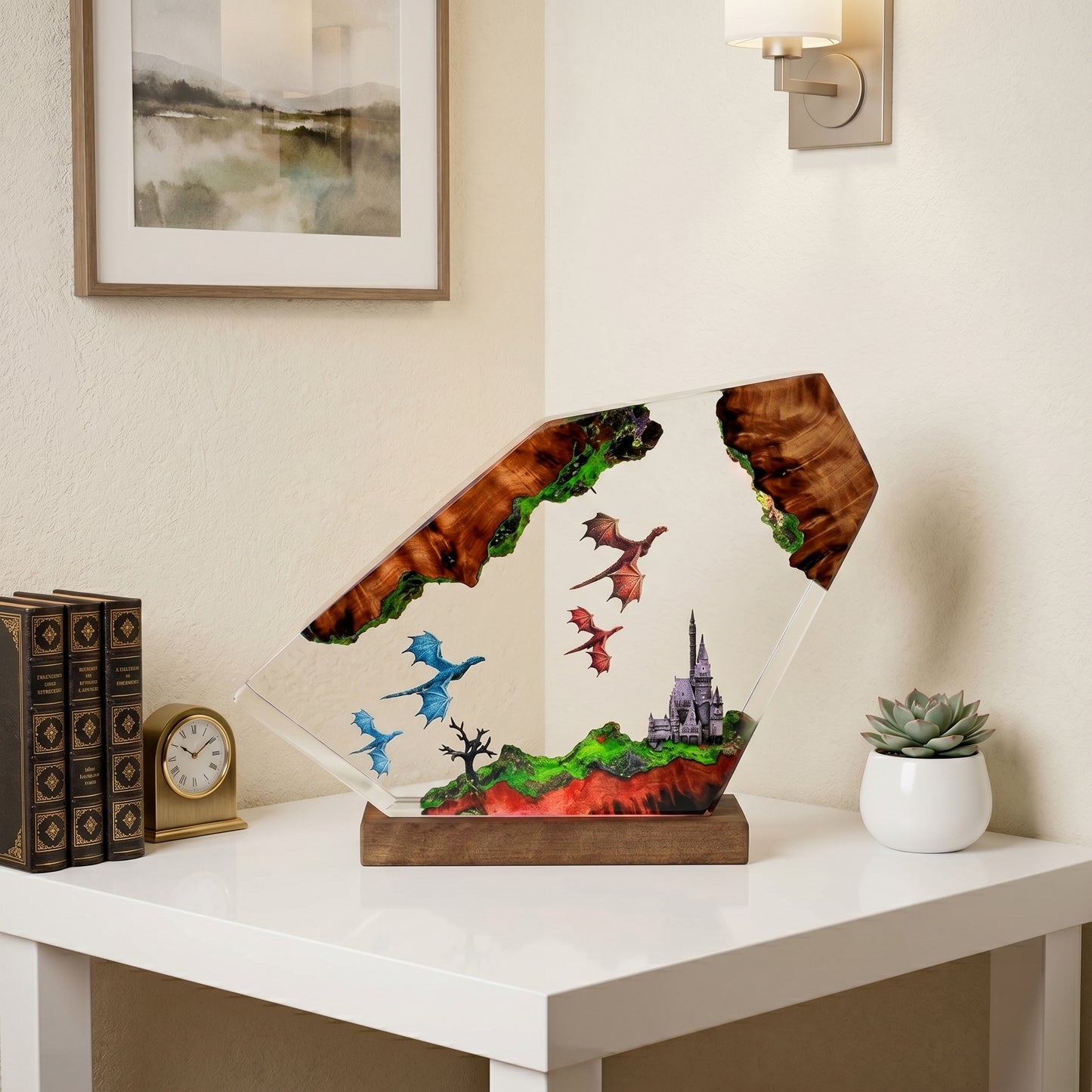 3D Dragon Wood Resin Night Light - HTTYD Decor | 100% Handmade