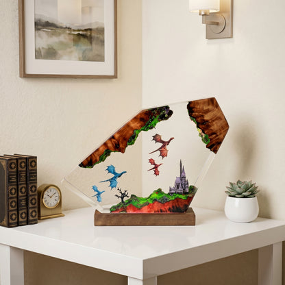 3D Dragon Wood Resin Night Light - HTTYD Decor | 100% Handmade